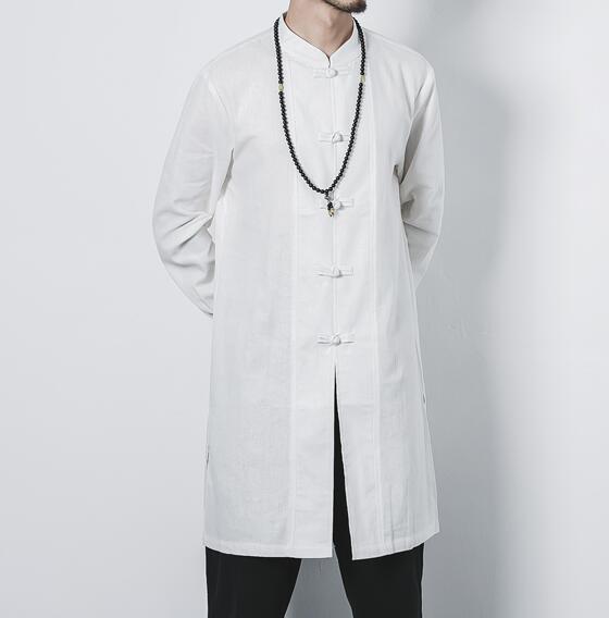 Cotton and linen long men's button jacket jacket linen men's clothing men