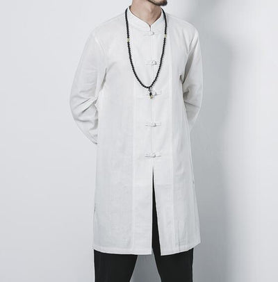 Cotton and linen long men's button jacket jacket linen men's clothing men