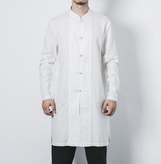 Cotton and linen long men's button jacket jacket linen men's clothing men