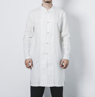 Cotton and linen long men's button jacket jacket linen men's clothing men