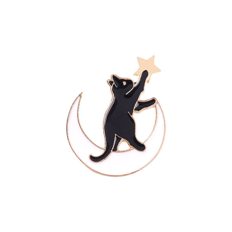 Cute Cartoon Cat Star Moon Alloy Brooch Accessories
