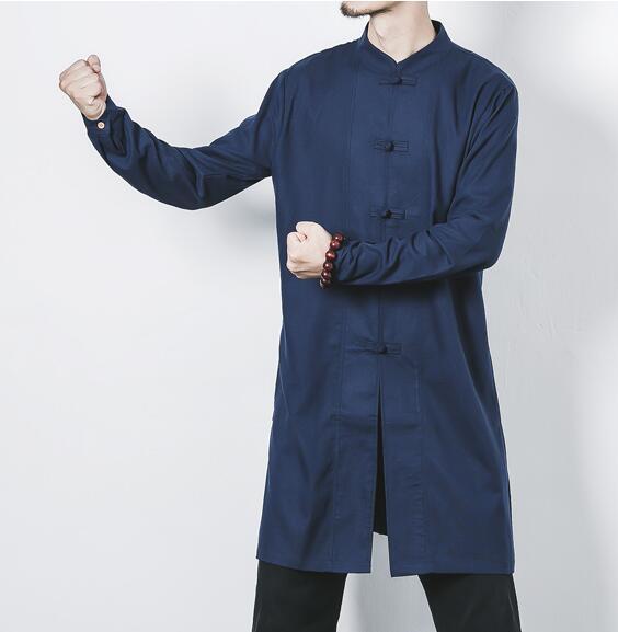 Cotton and linen long men's button jacket jacket linen men's clothing men