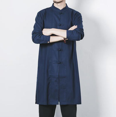 Cotton and linen long men's button jacket jacket linen men's clothing men