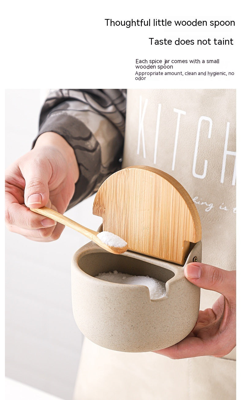 Japanese-style Ceramic Box With Lid Three-piece Set Seasoning Storage Household Salt And Sugar