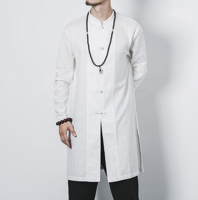 Cotton and linen long men's button jacket jacket linen men's clothing men