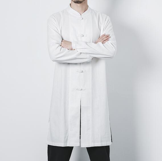 Cotton and linen long men's button jacket jacket linen men's clothing men