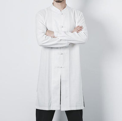 Cotton and linen long men's button jacket jacket linen men's clothing men