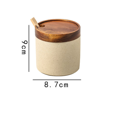 Japanese-style Ceramic Box With Lid Three-piece Set Seasoning Storage Household Salt And Sugar