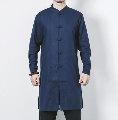 Cotton and linen long men's button jacket jacket linen men's clothing men