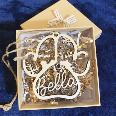 Creative Personalized Dog Name Pet Dog Paw Christmas Decorations