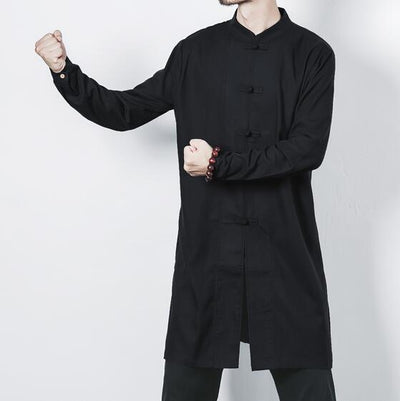 Cotton and linen long men's button jacket jacket linen men's clothing men