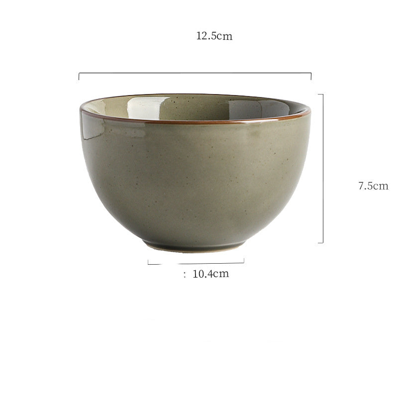 Inky Glaze Vintage Ceramic Rice Bowl