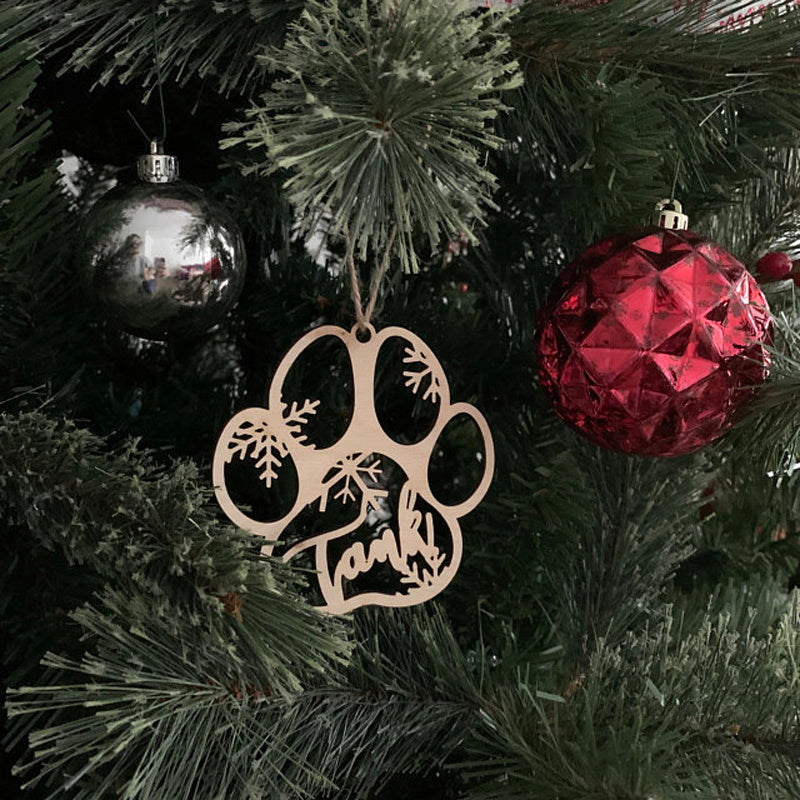 Creative Personalized Dog Name Pet Dog Paw Christmas Decorations
