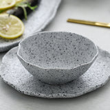 Nordic granite pattern tableware creative lotus leaf ceramic plate