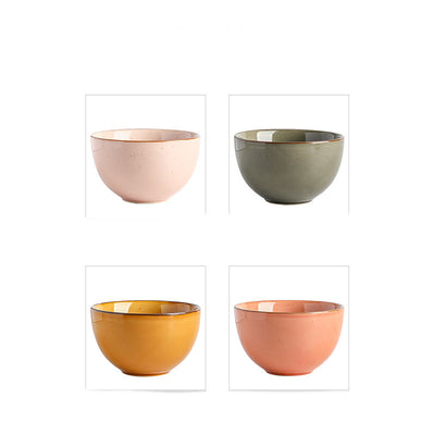Inky Glaze Vintage Ceramic Rice Bowl