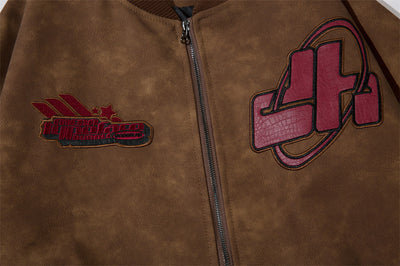 American Street Letters Embroidered PU Leather Jacket Men Fashion Brands Motorcycle Clothing
